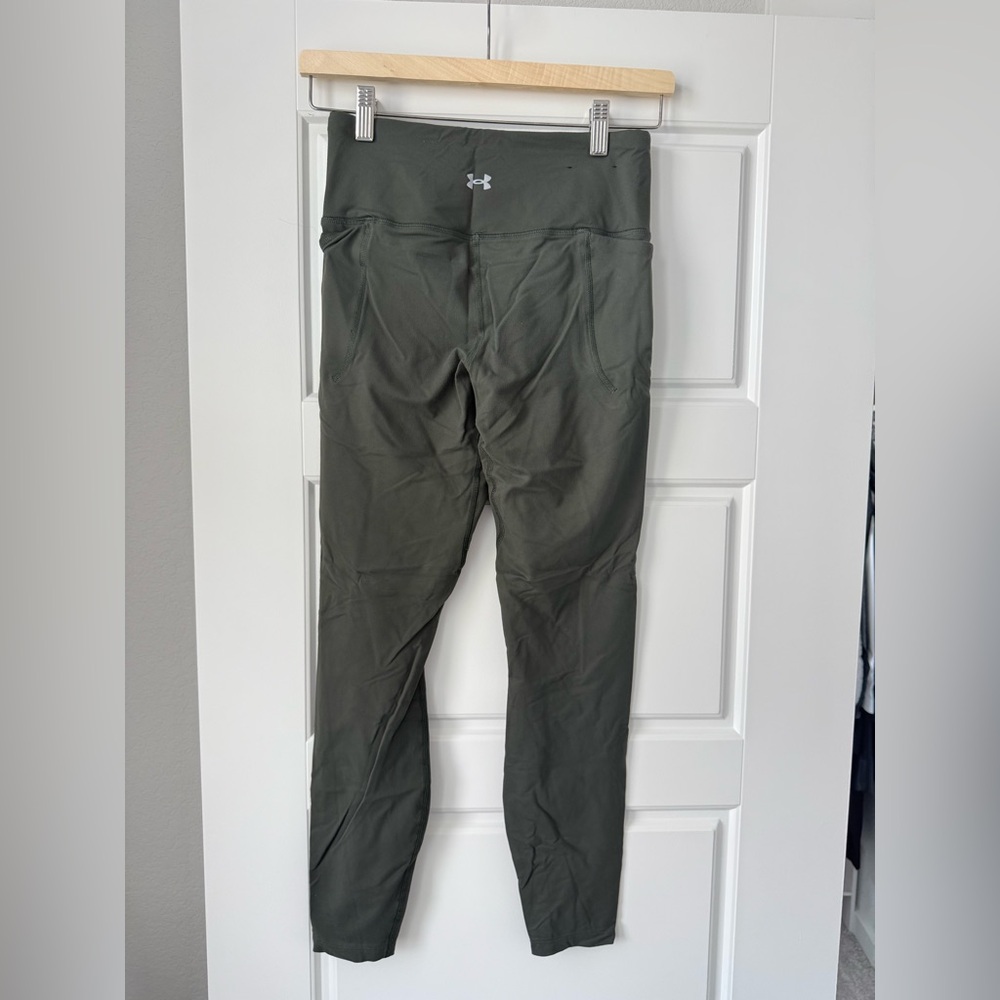 Under Armour Dark Green Active Leggings, High Waisted, Full Length, Size Small